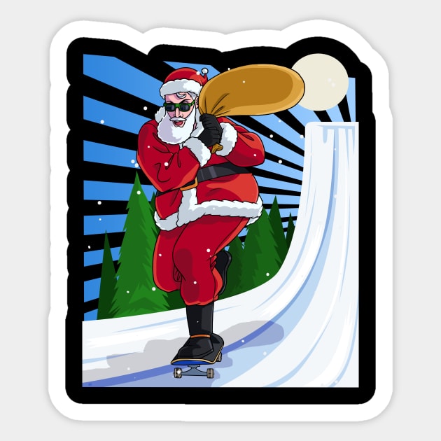 Santa Claus Skateboarding Christmas Sticker by Noseking